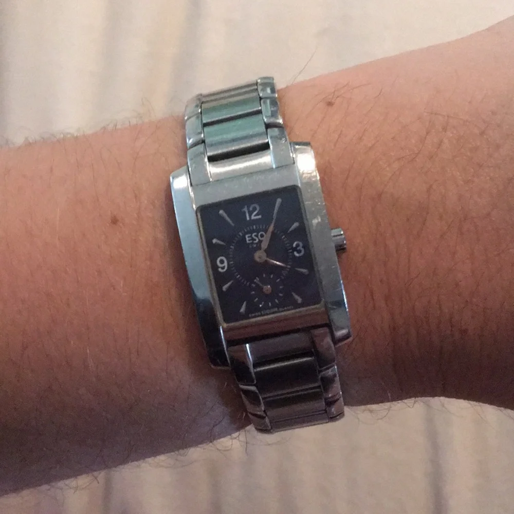 Movado Silver-Tone Women's Bracelet Watch with Black Dial